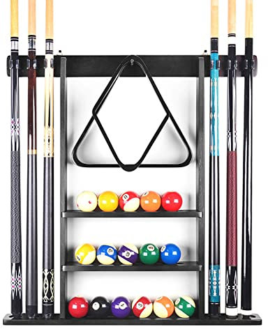 FLYIFE Billard-Pool-Queue-Halter, Billard-Pool-Queue-Halter, Pool-Queue-Halter, Bodenständer, Pool-Queue-Halter zur Wandmontage, freistehende Billard-Queue-Halter, Pool-Queue-Halter mit 6 Löchern