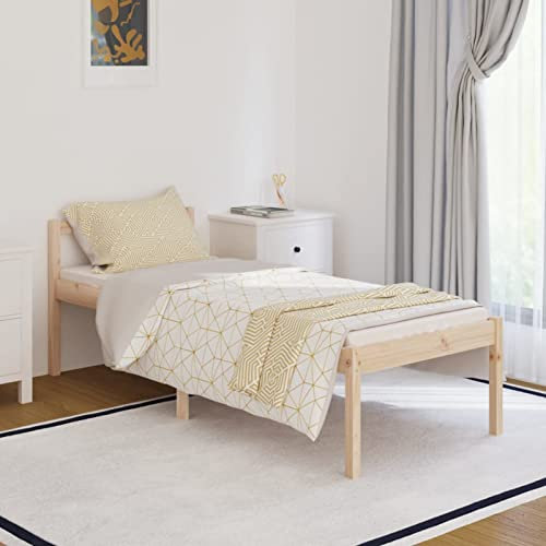 Gecheer Massivholzbett Massives Holzbett Doppelbett/Einzelbett Holzbetten Bettrahmen Seniorenbett Komfortbett Ehebett Bett für Schlafzimmer Kiefer 90x200 cm