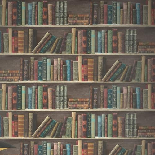 SOPHIE LAURENCE Retro Library Bookshelf Wallpaper, 10 X 0.53M, 3D Realistic Classic Books Design