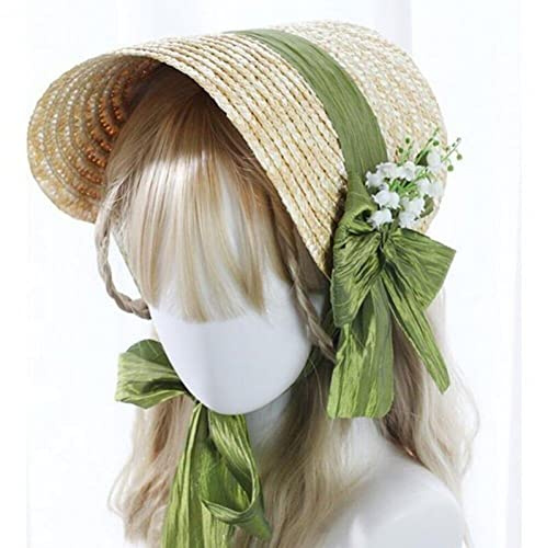Frauen Viktorianischen Hut Hochzeit Tee Party Motorhaube Lolita Hut Vintage Blumen Strand Sonne Stroh Weben Hüte