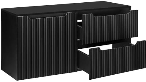 Lomadox Badmöbel Waschtisch-Unterschrank Set 120 cm schwarz Waschbeckenschrank Badschrank 2 Türem + 2 Schubkasten Auszüge, B/H/T ca. 120,4/59,5/40 cm