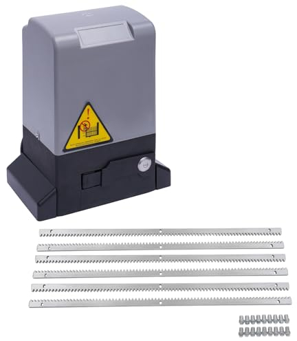 BJTDLLX Azionamento scorrevole da 550 W, 220 V, Apri cancello scorrevole, set completo, azionamento elettrico per porta del garage con 2 telecomando e cremagliere da 6 m, fino a 1200 kg