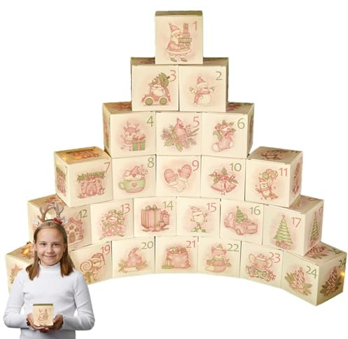Lueear Weihnachten Adventskalender Boxen | Candy Boxes Weihnachten | Weihnachten Leere Adventskalender 2024, 24 Tage Papier Weihnachten Leckerli Boxen für Kinder
