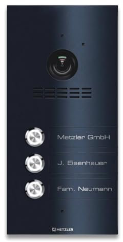 Metzler VDM10 2.0 Video Sprechanlage mit türöffner - Anschluss 2-Draht IP - Türsprechanlage mit HD-Kamera - 3 Familienhaus Sprechanlage - Smartphone App - in RAL7016 Anthrazit | Kian