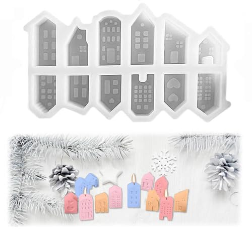 Silikonform Weihnachten, Silikonformen Häuser,Kerzen Formen Silikon Gießformen Silikon Mini Häuser Kerzenformen Zum Gießen für DIY Herbst Dekoration