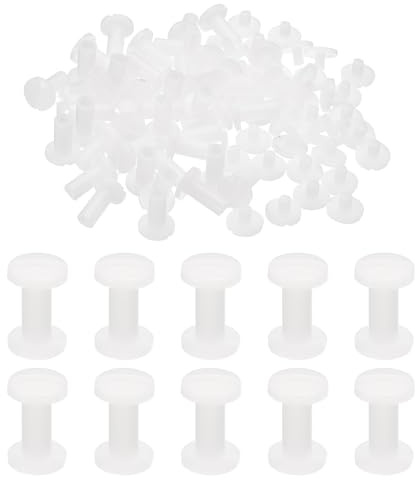 PATIKIL 40 ensembles 10mm Vis Chicago 5,5mm OD Blanc pour ceinture en cuir | de Vis Chicago en plastique à tête fendue, Boulons de Vis Rivets en cuir Connecteurs, Albums photo Scrapbook