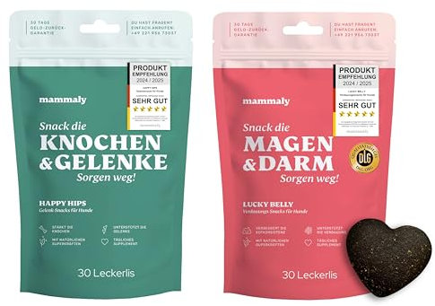 mammaly Lucky Belly + Zahnpflege-Set (3 TLG.) gegen Mundgeruch & Zahnstein mit Dentalspray (100ml), Zahnpflege-Snacks (175g) und Funktionalem Kauknochen mit Melisse