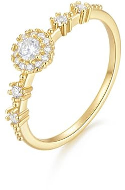 Epinki 14K Gelbgold Verlobungsring Echt Gold Schmuck, Klassiker Zart Hochzeitsring Au 585 Bandringe mit Moissanit für Damen, Gr.62 (19.7)