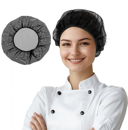 Psyqtsuary 10 pezzi nero retine per capelli da cucina, cappello da chef elastico unisex regolabile retine per capelli riutilizzabile cappuccio per capelli cappello da cucina, Nero , Taglia unica