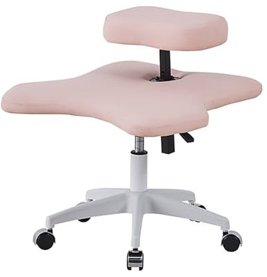 LULUMAIC Kniestuhl, Meditationsstuhl mit Rollen, Home-Office-Schreibtischstuhl, Stuhl mit gekreuzten Beinen, ergonomischer Sitz zur Haltungskorrektur (Rosa, Einheitsgröße)