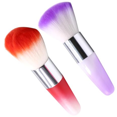 minkissy 2pcs Nail Art Dust Brushes Makeup Powder Cleaner Brushes Mixed Colors for Salon and Home Use