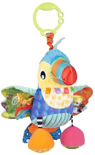 Playgro Activity Friend Tamika Toucan – Juguete multisensorial para bebé 0+ meses, tucán de actividades con clip para cochecito o moisés