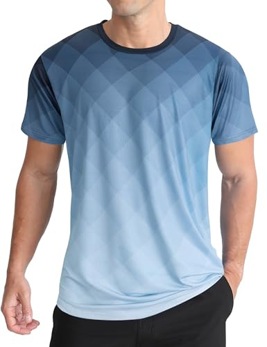 APTRO T-shirt för män, sport, t-shirts, träningströja, funktionströja, snabbtorkande, löpartröja, gym, skjorta, gradient, D-blau26, M