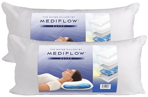 Mediflow Wasserkissen - Elite Collection Faserkissen Orthopädisches Kissen zur Linderung von Nackenschmerzen Verstellbares Wasserkissen zum Schlafen, Weiß (40 x 80 cm, 2er-Set)