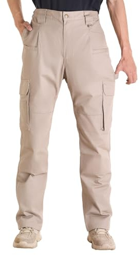 VEVOR Pantaloni Protettivi per Saldatura, Taglia M, Pantaloni Cargo Ignifughi con Tasche Multiple e Vita Elastica, Cuciture Rinforzate Antistrappo, Lavori di Saldatura e Abbigliamento Casuale, Cachi