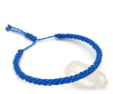 Papacho Creations Königsblaues Armband, geflochten, aus Makramee mit gewachstem Faden, handgefertigt in Frankreich, verstellbar, Unisex und wasserbeständig, Breite 5 mm, Referenznummer: FP12