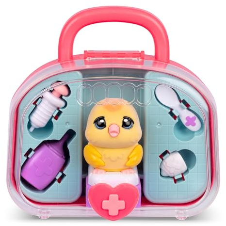 Little Live Pets Ouchies Vet Kit, Chirpy the Chick, Baby Chick Toys | Portable vet case with sticker bandages, glowing cheeks, and 20+ sounds, lights, and reactions, chicken toys