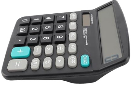 Aumotop Basic Calculator Electronic Dual Power Standard Function for Business School, Plastic (Black)