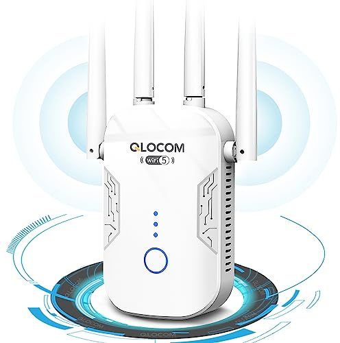 QLOCOM 2026 Neuestes WLAN Verstärker 1200Mbit/s WLAN Repeater, 5GHz & 2.4GHz Dualband WiFi Verstärker mit WPS, WiFi Internet Booster Kompatibel Allen WLAN Geräten