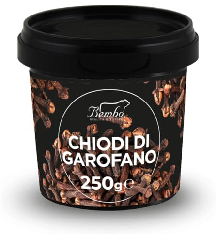 Chiodi di Garofano Interi 250 g Bembo – Spezie Intere Premium per Vin Brulé, Dolci, Tisane e Carne – Cloves Whole – Contenitore Ermetico Salva Aroma Anti Luce
