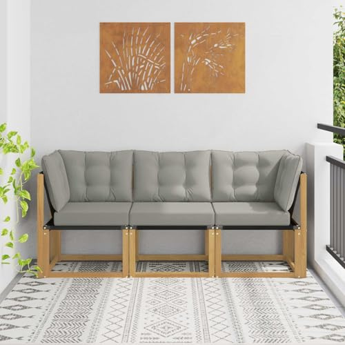 sephironlbb Divano centrale e angolare per esterni, con cuscino, 3 pezzi, bianco, resistente alle intemperie, con imbottitura, gruppo di sedute modulare per terrazza, balcone, giardino d'inverno