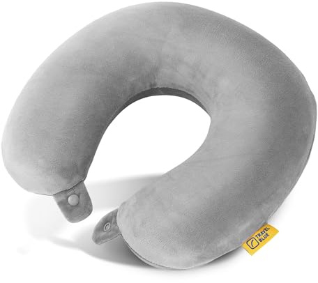 Travel Blue Memory Foam Nackenkissen Flugzeug – Ergonomisches, Leichtes Reisekissen mit Nackenstütze – Ideal für Flugzeug, Auto, Zug – Abnehmbarer, Waschbarer Bezug – Perfekt für Büro & Reisen