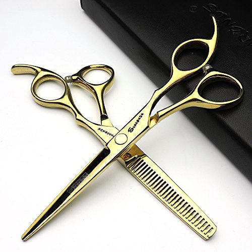 6/6.5/7 Zoll Superwert Friseur, Friseurschere, Familie Kinder Friseurschere Set flache Schere (Gold)