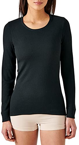Damart Camiseta de Cuello Redondo, canalé Polar Thermolactyl, Calor Intense 4, Manga Larga Negro XS