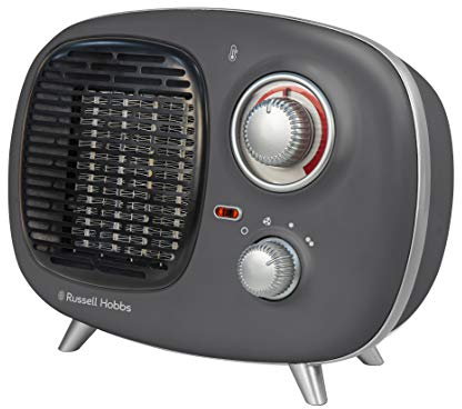 Russell Hobbs RHRETPTC2001G 1.5KW Retro Portable Ceramic Electric Heater in Grey, 2 Heat Settings, Adjustable Thermostat, 15m2 Room Size, 2 Year Guarantee