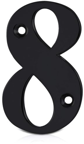 XFORT Matt Black Front Door Number 8, House Number Suitable for All Door Types including Wooden, uPVC, and Composite.