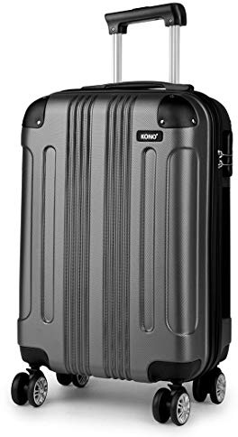 Kono Cabina de Carro de Viaje ABS de Carcasa Dura Ligera Equipaje de Mano Maletas de embarque Spinner 55x35x20cm 33L (Gris, Cabina - 55cm)