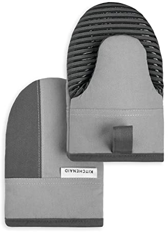 KitchenAid Kitchen Aid Beacon Mini Oven Mitt Set, 5.5x8, Cool Grey/Contour Silver 2 Count
