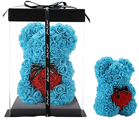 UYKJKWRT Rose Bär für Frauen, Muttertag handgemachte Blumen Teddybär für Frauen Mama von Tochter, Rose Teddybär Valentines Geschenke für Frau Ihr, Geburtstag Rose Bär Geschenke für Mama