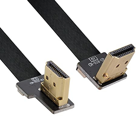 chenyang CY, cavo piatto da HDMI tipo A maschio ad angolo verso l'alto di 90 gradi a HDMI maschio, ad angolo retto, HDTV FPC, 80 cm, per fotografia aerea FPV HDTV multicopter