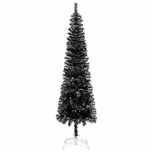 Susany Weihnachtsbaum mit Ständer Schlanker Künstlicher Christbaum Tannenbaum Dekobaum Kunstbaum Weihnachten Dekoration Weihnachtsdeko Schwarz 150 cm