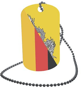 U24 Dog Tag Erkennungsmarke ID Tag an Kette Flagge Bhutan-Deutschland Alu 30 x 50 mm