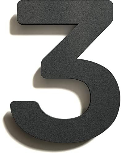 Anthrazit Edelstahl Hausnummer 3 - massiv, wetterfest & rostfrei - 14 cm groß - mit Befestigungsmaterial - Design Hausnummern-Schild N-01-3-A