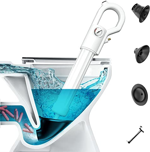 SRHIMEOS Pressluft Rohrreiniger, Druckluft Toilette mit 3 Saugköpfe und Luftpumpe, Multifunktionale Reinigungspumpe für Verstopfte Abflüsse In Bad Küche Badezimmer