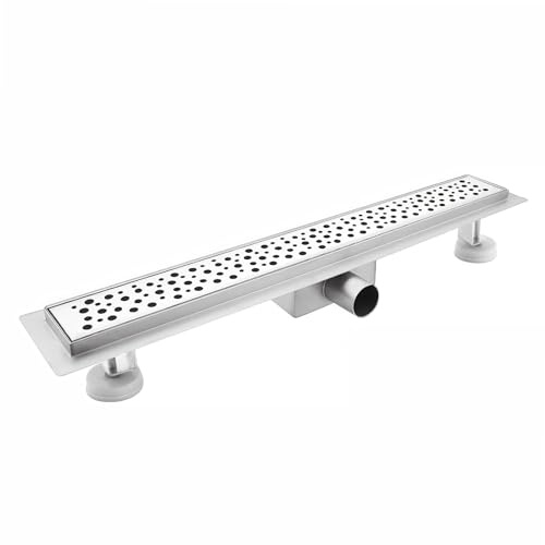 sunrik Duschrinne 70 cm,Blase Duschrinne extra flach,Edelstahl Komplettset | Edelstahl Bodenablauf Komplettset mit Siphon Haarsieb