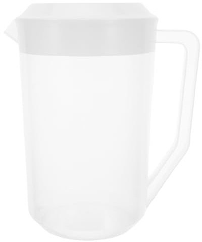 Housoutil 4L Measuring Cold Water Kettle with Lid, Plastic Water Jug, Drink Pitcher, Heat Resistant Cold Drink Container, Clear Beverage Dispenser for Juice Iced Tea Beer and Family Entertainment