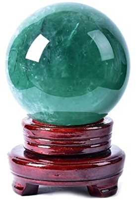 BNNP Kristallkugel Dekokugel Grüne Kristallkugel mit Stand Feng Shui Wahrsagungskristallkugel Home Office Dekoration Kristallkugel 4,33 Zoll Blickende Weissagung oder Feng Shui