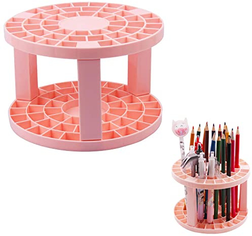 WUDQIJI Soporte para pinceles de 49 compartimentos, soporte para brochas de maquillaje, soporte para pinceles, soporte para pinceles, soporte extraíble para bolígrafos, pinceles de maquillaje (rosa)