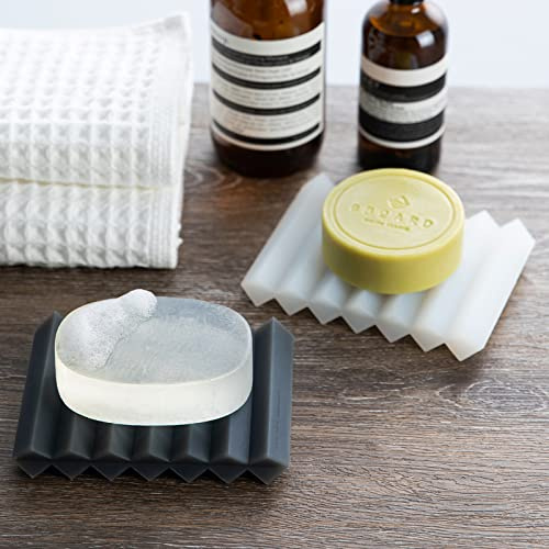 SHIMOYAMA Self Draining Soap Holder, 2 Pack, Silicone Accordion Soap Dish, Soap Saver, Paint Brushes Holder for Watercolor Brush, Sponges, Bathroom, Counter Top, Bath Tub