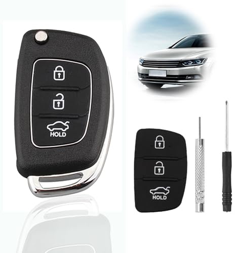 SPTwj Autoschlüssel Gehäuse Kompatibel mit Hyundai Santa Fe Tucson Elantra Accent i40 i30 i20 i10ix20 ix30 ix35 ix45 ix55 mit 3 Tasten Ersatz Tastenfeld Gummi Schlüssel Fernbedienung Schlüsselgehäuse | ix45 ix55 Santa Fe Tucson Elantra Accent Gummi-Pads Fernbedienung Schlüsselabdeckung Gehäuse für Flip Blade Shell Ersatz