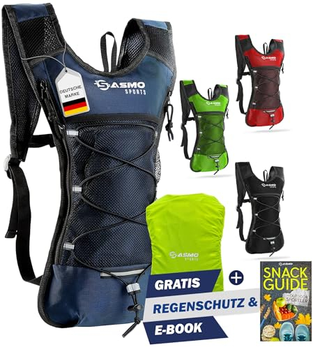 SASMO® Laufrucksack 6L (Blau) mit Thermofach | Lauf Rucksack - Ultraleicht 300g | Laufrucksack Damen & Herren | Running Backpack inklusive Regenschutz & Reflektoren