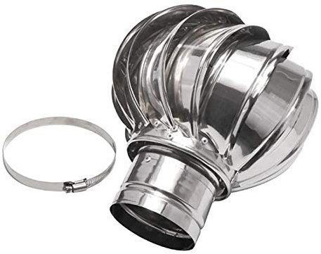 BOHHO 304 Stainless Steel Chimney Cap Steady Hood Typhoon Roof Ventilator Rainproof Roof Replacement Balloon Exhaust Vent,100mm