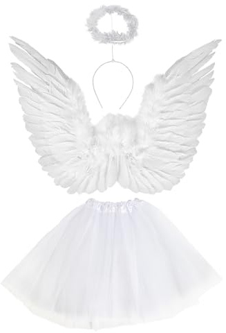 Funidelia | Kit de ángel para mujer Navidad, Belén de Navidad - Accesorios para adultos, accesorio para disfraz - Blanco