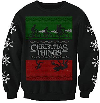 Julsaker Sci Fi främling skräck vuxna jul jumper sweatshirt, Svart, M