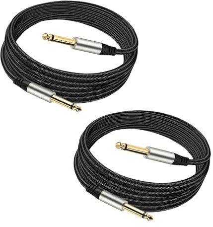Tavsou Pack of 2 Guitar Cables 1/4 Inch Instrument Cable with 6.33mm Straight TS Jack (2 M - 2 Pack)