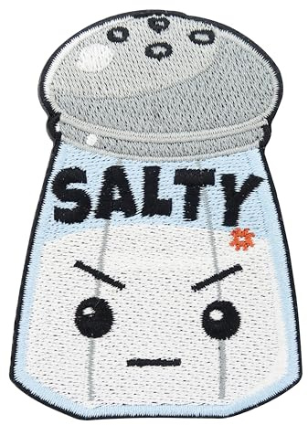 Finally Home Patch zum Aufbügeln - Salty Salzstreuer | Aufnäher Patch für Jacken, Lustige Aufbügelbilder, Spruch Patches zum Aufnähen, Witzige Comic Bügel Patches, Sprüche Bügelbild, Kawaii Flicken